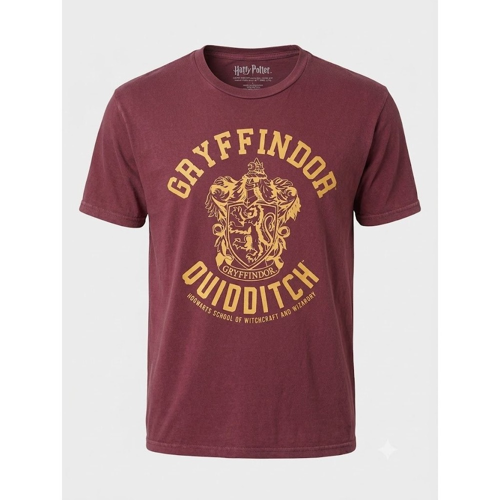 Harry Potter Gryffindor Quidditch Graphic T-Shirt Maroon Mens Large L Cotton